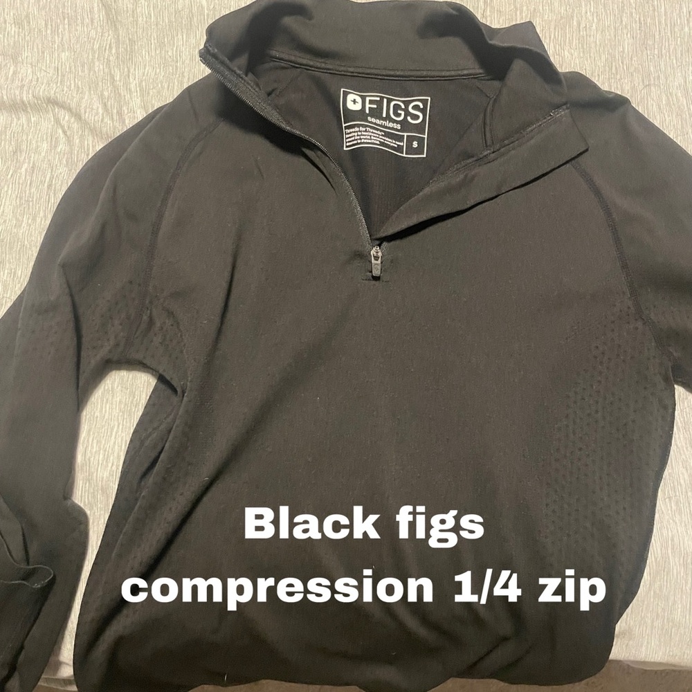 FIGS  Black Compression 1/4 Zip Sweater